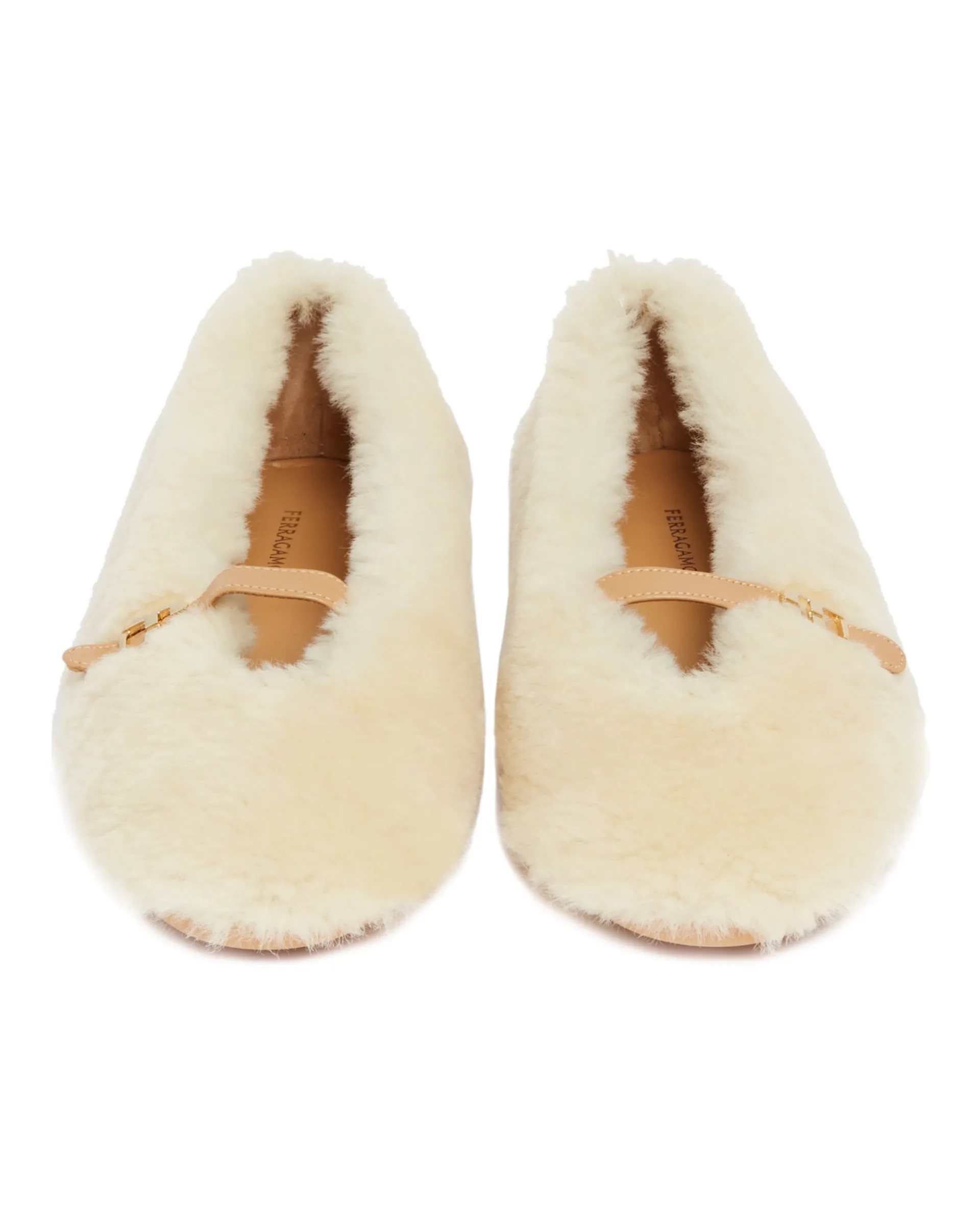 Beige Fur Ballerina Flats