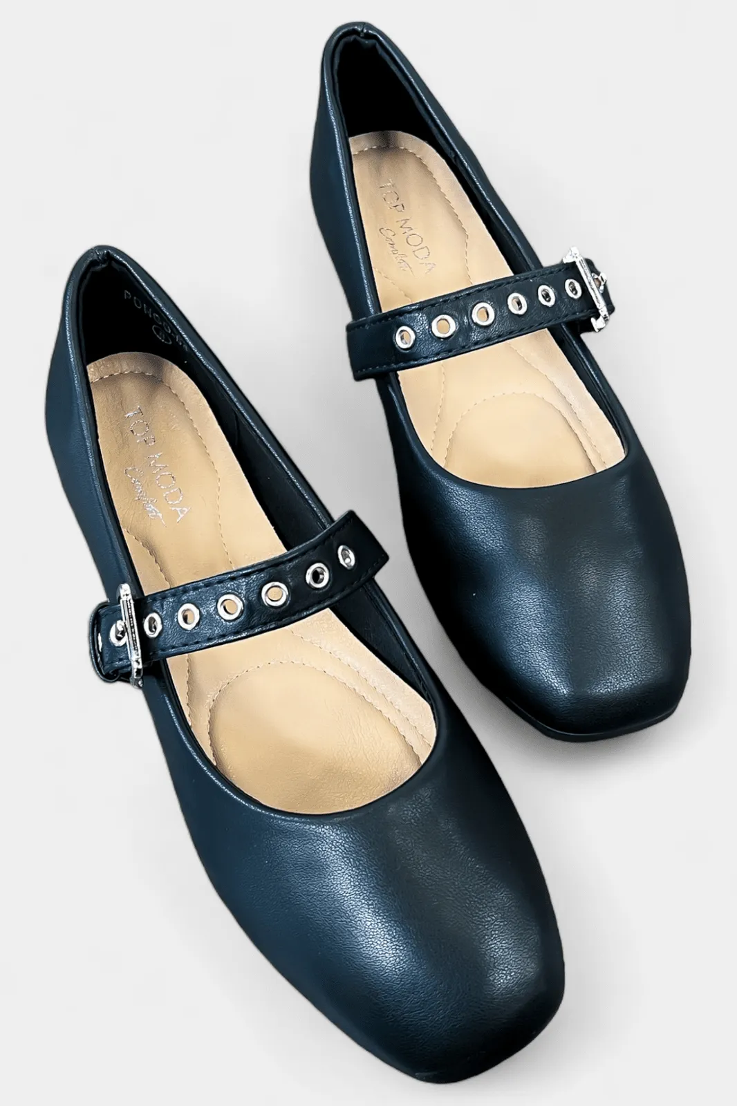 Black Grommet Ballet Flats