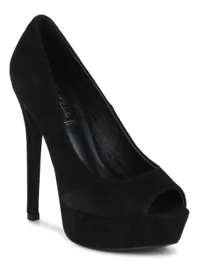 Elegant Black Microfibre Stiletto Pumps