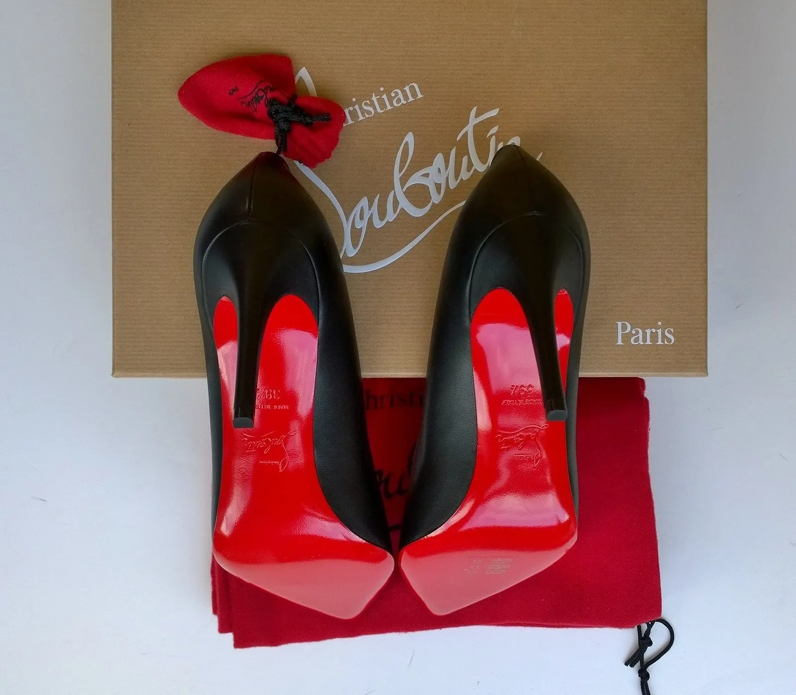 Christian Louboutin Pigalle 85 Black Leather Heels new in box shoes