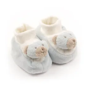 Comfy Plush Baby Booties Blue Bear - Newborn to 6 months