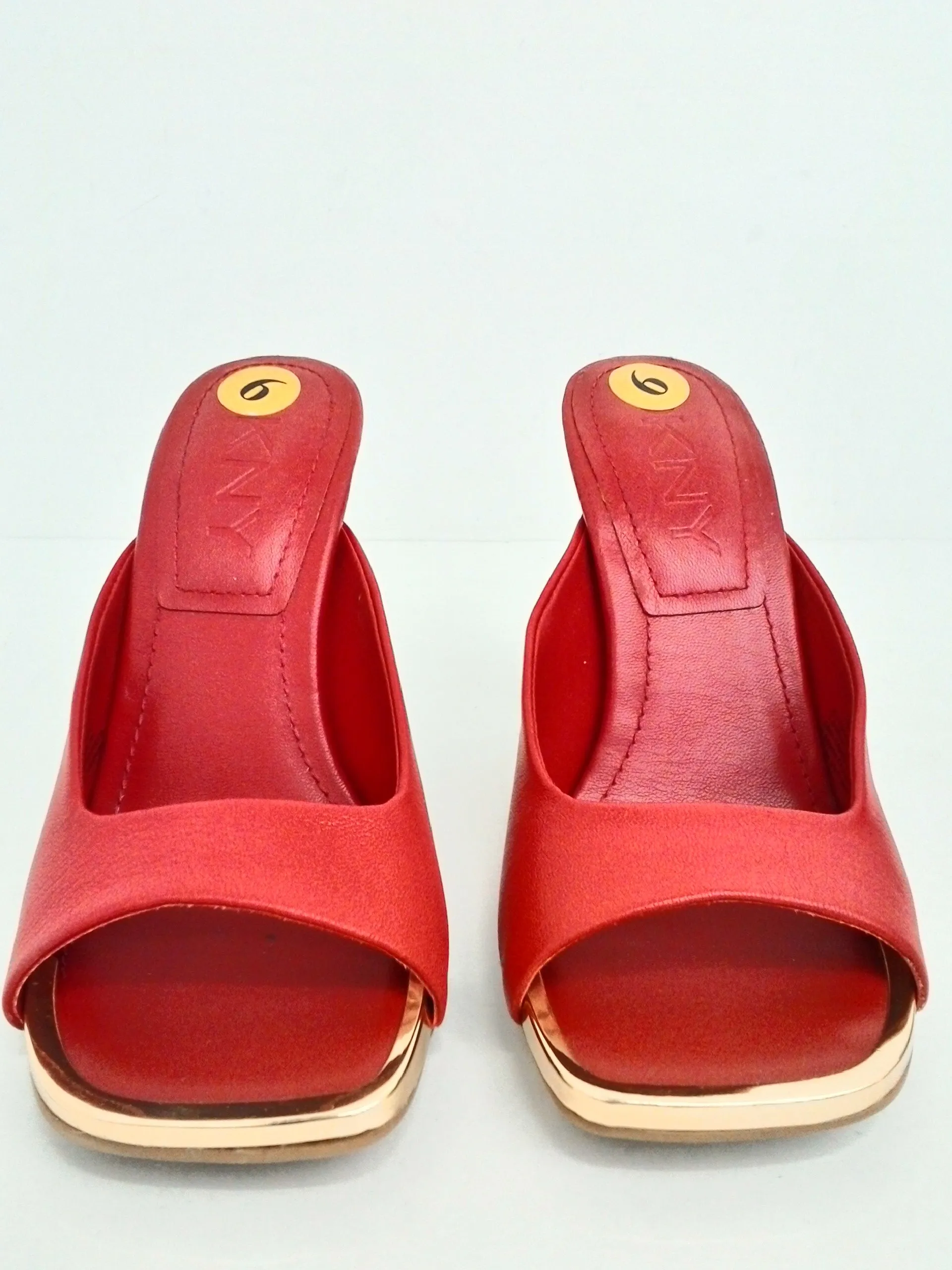 DKNY Women's Red Leather Heeled Sandals Size 6 M