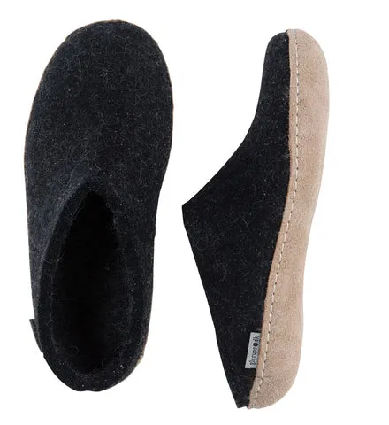 Glerups Unisex Slippers - Leather Soles - Charcoal