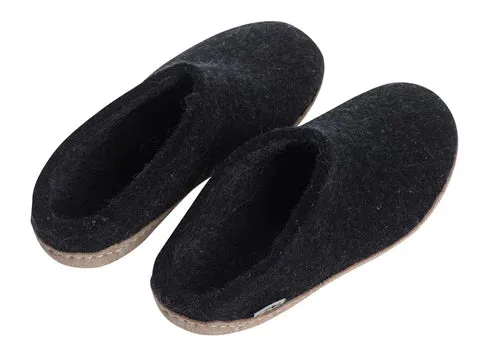 Glerups Unisex Slippers - Leather Soles - Charcoal