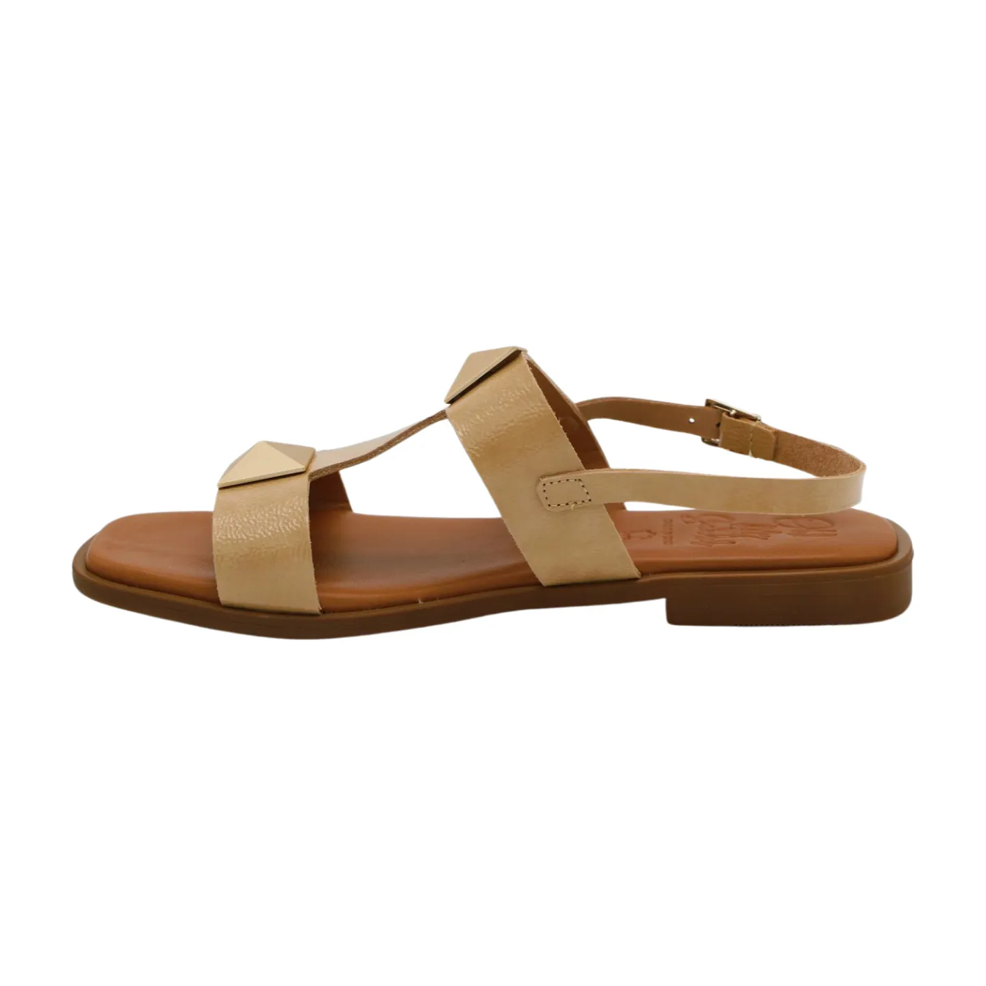 OH MY SANDALS Camel T-bar Flat Sandal