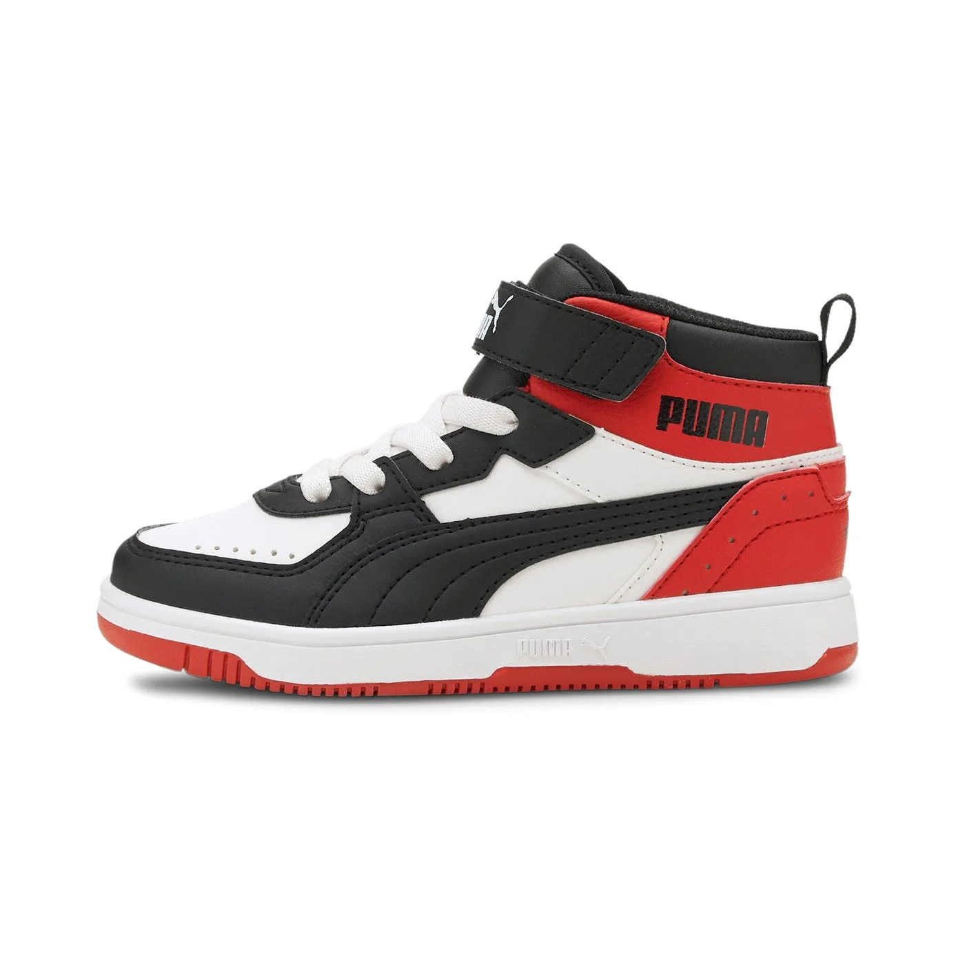 Puma high sneakers for children Rebound JOY Blocked AC PS 374688 03 white-black-red