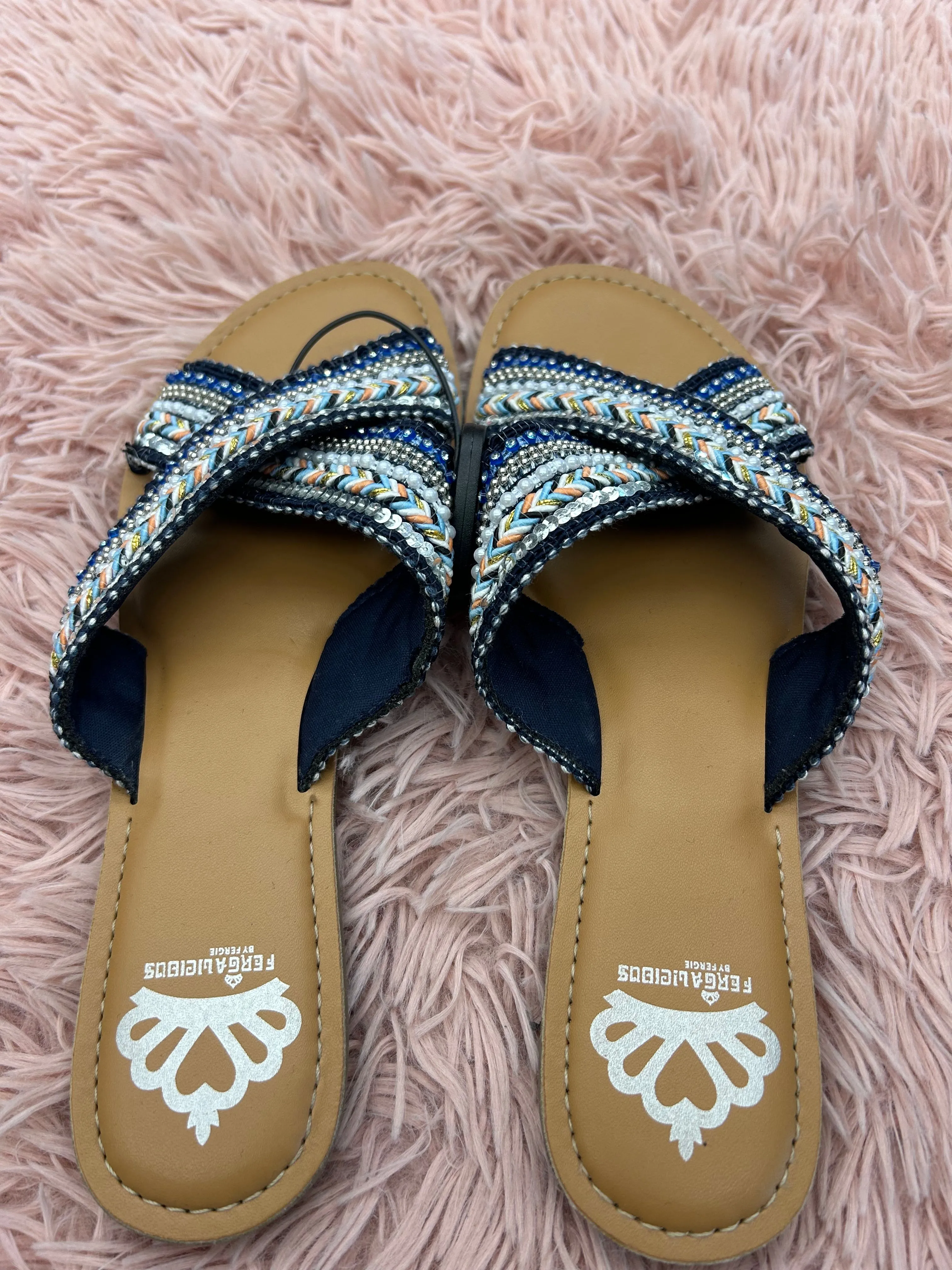 Sandals Flats By Fergalicious In Blue, Size: 8.5