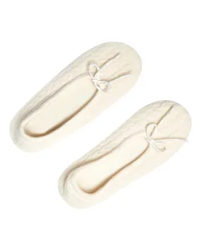 Womens Ivory White Cable-Knit Cashmere Slippers